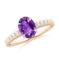 thumbnail image 1 of ANGARA Natural Oval 1.15 ct Amethyst Ring with Flush-Set Diamonds in 14K Rose Gold for Women (Size-8x6mm) | February Birthstone, Birthday, Anniversary, Jewelry Gift for Women | Natural Amethyst Ring, 1 of 9