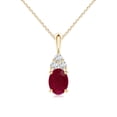 thumbnail image 1 of ANGARA Natural Oval 1.25 ct Ruby Solitaire Pendant with Trio Diamond in 14K Yellow Gold for Women (Size-8x6mm) | July Birthstone, Birthday, Anniversary, Jewelry Gift for Women | Natural Ruby Necklace, 1 of 8