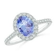 thumbnail image 1 of ANGARA Natural Oval 1.25 ct Tanzanite Halo Ring with Diamond Accents in 14K White Gold for Women (Size-8x6mm) | December Birthstone, Anniversary, Jewelry Gift for Women | Natural Tanzanite Ring, 1 of 9