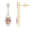 thumbnail image 1 of ANGARA Natural Oval 1.4 ct Morganite Drop Earrings with Diamond Accents in 14K Yellow Gold for Women | Birthday, Anniversary, Jewelry Gift for Women | Natural Morganite Earrings, 1 of 6