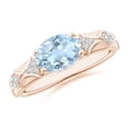 thumbnail image 1 of ANGARA Natural Oval 1.5 ct Aquamarine Vintage Style Ring with Diamond Accents in 14K Rose Gold for Women (Size-9x7mm) | March Birthstone, Anniversary, Jewelry Gift for Women | Natural Aquamarine Ring, 1 of 9