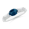 thumbnail image 1 of ANGARA Natural 1.5 ct London Blue Topaz Ring with Diamonds in 925 Sterling Silver for Women (Size-8x6mm) | November Birthstone, Anniversary, Jewelry Gift for Women | Natural London Blue Topaz Ring, 1 of 11