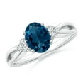 thumbnail image 1 of ANGARA Natural 1.5 ct London Blue Topaz Ring with Diamonds in 14K White Gold for Women (Size-8x6mm) | November Birthstone, Anniversary, Jewelry Gift for Women | Natural London Blue Topaz Ring, 1 of 9
