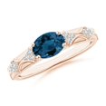 thumbnail image 1 of ANGARA Natural 1.5 ct London Blue Topaz Ring with Diamond Accents in 14K Rose Gold for Women (Size-8x6mm) | November Birthstone, Anniversary, Jewelry Gift for Women | Natural London Blue Topaz Ring, 1 of 11