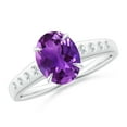 thumbnail image 1 of ANGARA Natural Oval 1.6 ct Amethyst Ring with Flush-Set Diamonds in 14K White Gold for Women (Size-9x7mm) | February Birthstone, Birthday, Anniversary, Jewelry Gift for Women | Natural Amethyst Ring, 1 of 9