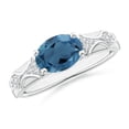 thumbnail image 1 of ANGARA Natural Oval 2.25 ct London Blue Topaz Ring with Diamond in 925 Sterling Silver for Women (Size-9x7mm) | November Birthstone Jewelry for Women | London Blue Topaz Ring (Ring Size- 6.5), 1 of 11