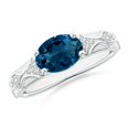 thumbnail image 1 of ANGARA Natural 2.25 ct London Blue Topaz Ring with Diamonds in 925 Sterling Silver for Women (Size-9x7mm) | November Birthstone, Anniversary, Jewelry Gift for Women | Natural London Blue Topaz Ring, 1 of 11