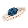 thumbnail image 1 of ANGARA Natural Oval 2.25 ct London Blue Topaz Vintage Style Ring with Diamond in 14K Rose Gold for Women (Size-9x7mm) | November Birthstone Jewelry for Women | London Blue Topaz Ring (Ring Size- 10.5), 1 of 11