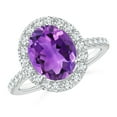 thumbnail image 1 of ANGARA Natural Oval 2.28 ct Amethyst Halo Ring with Diamond Accents in 14K White Gold for Women (Size-10x8mm) | February Birthstone, Anniversary, Jewelry Gift for Women | Natural Amethyst Ring, 1 of 8
