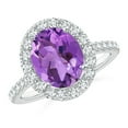 thumbnail image 1 of ANGARA Natural Oval 2.28 ct Amethyst Halo Ring with Diamond Accents in 14K White Gold for Women (Size-10x8mm) | February Birthstone, Anniversary, Jewelry Gift for Women | Natural Amethyst Ring, 1 of 9