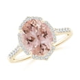 thumbnail image 1 of ANGARA Natural Oval 2.5 ct Morganite Ring with Ornate Halo in 14K Yellow Gold for Women | Birthday, Anniversary, Jewelry Gift for Women | Natural Morganite Ring, 1 of 9