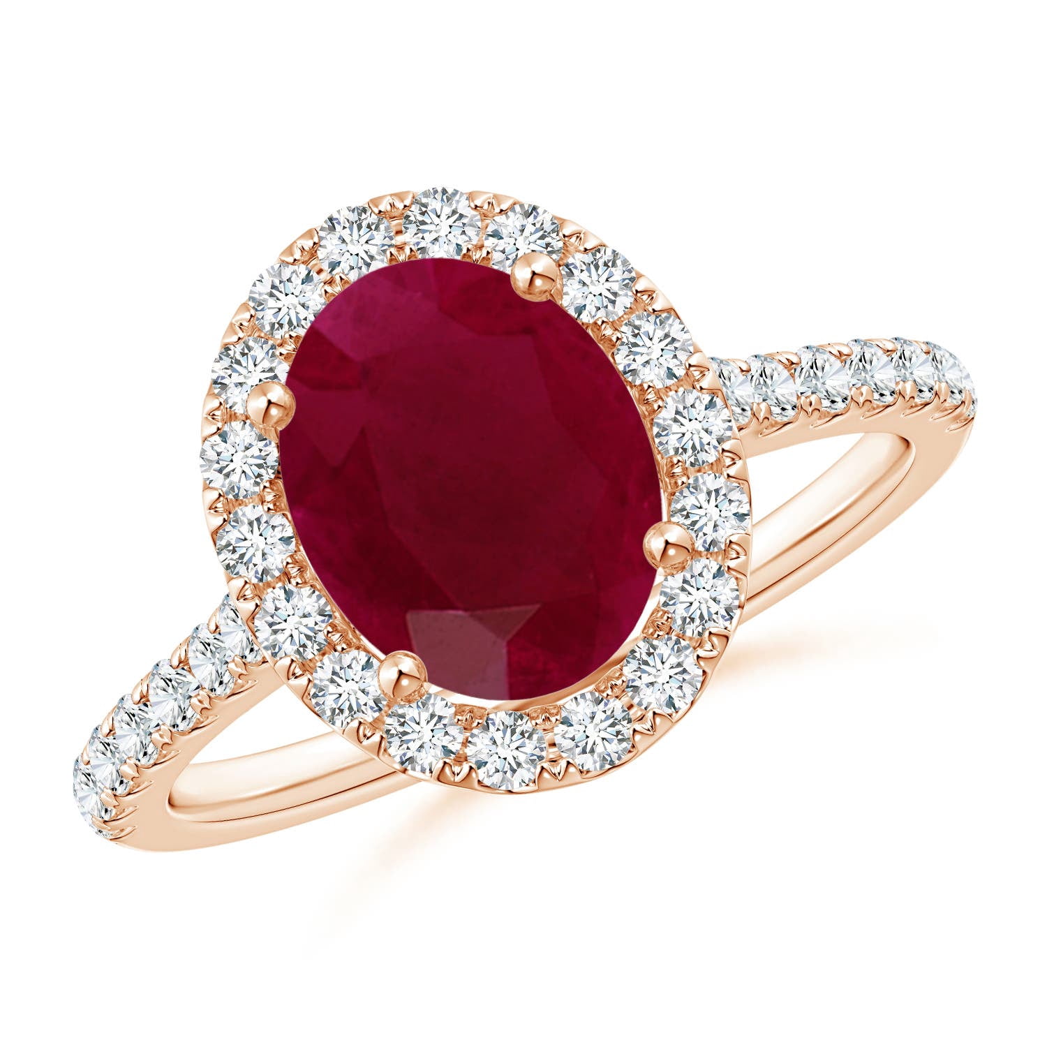 ANGARA Natural Oval 2 ct Ruby Halo Ring with Diamond Accents in 14K ...