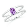 thumbnail image 1 of ANGARA Natural Oval Amethyst Solitaire Parallel Split Shank Ring in 14K White Gold for Women (Size-6x4mm) | February Birthstone, Birthday, Anniversary, Jewelry Gift for Women | Natural Amethyst Ring, 1 of 8