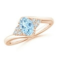 thumbnail image 1 of ANGARA Natural Oval Aquamarine Bypass Ring with Trio Diamond Accents in 14K Rose Gold for Women (Size-7x5mm) | March Birthstone, Anniversary, Jewelry Gift for Women | Natural Aquamarine Ring, 1 of 7