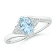thumbnail image 1 of ANGARA Natural Oval Aquamarine Bypass Ring with Trio Diamond Accents in 14K White Gold for Women (Size-7x5mm) | March Birthstone, Anniversary, Jewelry Gift for Women | Natural Aquamarine Ring, 1 of 7