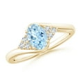 thumbnail image 1 of ANGARA Natural Oval Aquamarine Bypass Ring with Trio Diamond Accents in 14K Yellow Gold for Women (Size-7x5mm) | March Birthstone, Anniversary, Jewelry Gift for Women | Natural Aquamarine Ring, 1 of 7