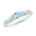 thumbnail image 1 of ANGARA Natural Oval Aquamarine Vintage Style Ring with Diamond Accents in 14K White Gold for Women (Size-7x5mm) | March Birthstone, Anniversary, Jewelry Gift for Women | Natural Aquamarine Ring, 1 of 9