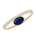 thumbnail image 1 of ANGARA Natural Oval Blue Sapphire Solitaire Ring With Diamonds in 14K Rose Gold for Women (Size-6x4mm) | September Birthstone, Anniversary, Jewelry Gift for Women | Natural Blue Sapphire Ring, 1 of 10
