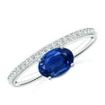 thumbnail image 1 of ANGARA Natural Oval Blue Sapphire Solitaire Ring With Diamonds in 14K White Gold for Women (Size-7x5mm) | September Birthstone, Anniversary, Jewelry Gift for Women | Natural Blue Sapphire Ring, 1 of 10