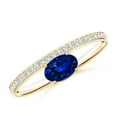 thumbnail image 1 of ANGARA Natural Oval Blue Sapphire Solitaire Ring With Diamonds in 14K Yellow Gold for Women (Size-6x4mm) | September Birthstone, Anniversary, Jewelry Gift for Women | Natural Blue Sapphire Ring, 1 of 10