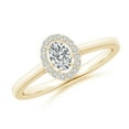 thumbnail image 1 of ANGARA Natural Oval Diamond Halo Engagement Ring in 14K Yellow Gold for Women (Size-5x3mm| Color-H| Clarity-SI2) | April Birthstone, Anniversary, Jewelry Gift for Women | Natural Diamond Ring, 1 of 8