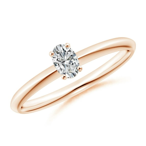 ANGARA Natural Oval Diamond Solitaire Engagement Ring in 14K Rose Gold for Women (Size-5x3mm| Color-H| Clarity-SI2) | April Birthstone, Anniversary, Jewelry Gift for Women | Natural Diamond Ring
