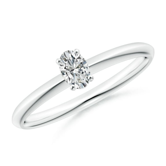 ANGARA Natural Oval Diamond Solitaire Engagement Ring in 14K White Gold for Women (Size-5x3mm| Color-H| Clarity-SI2) | April Birthstone, Anniversary, Jewelry Gift for Women | Natural Diamond Ring