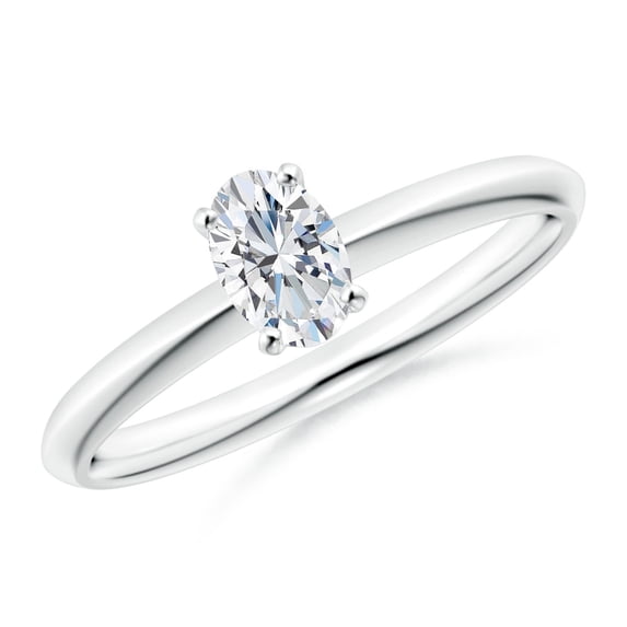 ANGARA Natural Oval Diamond Solitaire Engagement Ring in 14K White Gold for Women (Size-6x4mm| Color-G| Clarity-VS2) | April Birthstone, Anniversary, Jewelry Gift for Women | Natural Diamond Ring