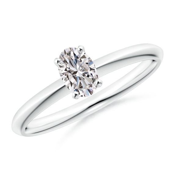 ANGARA Natural Oval Diamond Solitaire Engagement Ring in 14K White Gold for Women (Size-6x4mm| Color-I-J| Clarity-I1-I2) | April Birthstone, Anniversary, Jewelry Gift for Women | Natural Diamond Ring