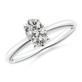 thumbnail image 1 of ANGARA Natural Oval Diamond Solitaire Engagement Ring in 14K White Gold for Women (Size-7x5mm| Color-K| Clarity-I3) | April Birthstone, Anniversary, Jewelry Gift for Women | Natural Diamond Ring, 1 of 9