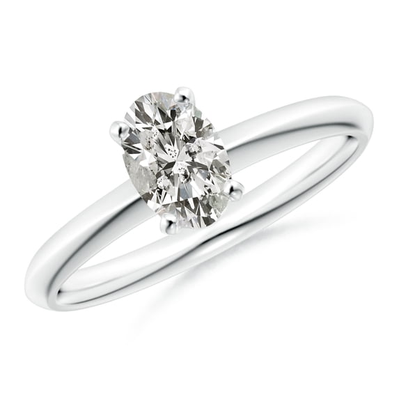ANGARA Natural Oval Diamond Solitaire Engagement Ring in 14K White Gold for Women (Size-7x5mm| Color-K| Clarity-I3) | April Birthstone, Anniversary, Jewelry Gift for Women | Natural Diamond Ring