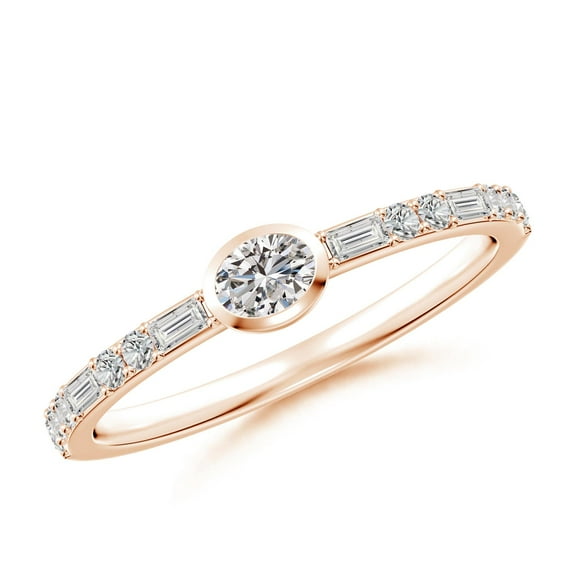 ANGARA Natural Oval Diamond Solitaire Ring in 14K Rose Gold for Women (Size-4x3mm| Color-I-J| Clarity-I1-I2) | April Birthstone, Birthday, Anniversary, Jewelry Gift for Women | Natural Diamond Ring