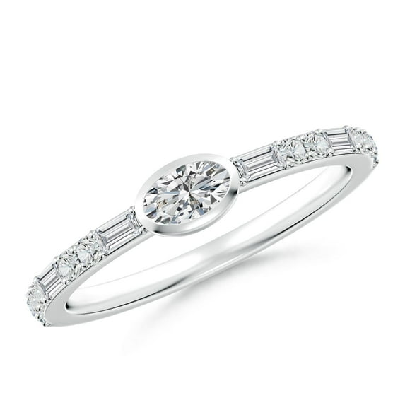 ANGARA Natural Oval Diamond Solitaire Ring in 14K White Gold for Women (Size-5x3mm| Color-H| Clarity-SI2) | April Birthstone, Birthday, Anniversary, Jewelry Gift for Women | Natural Diamond Ring