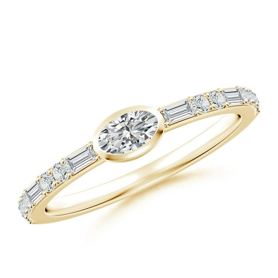 ANGARA Natural Oval Diamond Solitaire Ring in 14K Yellow Gold for Women (Size-5x3mm| Color-H| Clarity-SI2) | April Birthstone, Birthday, Anniversary, Jewelry Gift for Women | Natural Diamond Ring