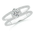 thumbnail image 1 of ANGARA Natural Oval Diamond Split Shank Ring with Accents in 14K White Gold for Women (Size-6x4mm| Color-H| Clarity-SI2) | April Birthstone, Anniversary, Jewelry Gift for Women | Natural Diamond Ring, 1 of 9