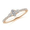 thumbnail image 1 of ANGARA Natural Oval and Diamond Three Stone Ring in 14K Rose Gold for Women (Size-5x3mm| Color-I-J| Clarity-I1-I2) | April Birthstone, Anniversary, Jewelry Gift for Women | Natural Diamond Ring, 1 of 8