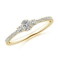 thumbnail image 1 of ANGARA Natural Oval and Diamond Three Stone Ring in 14K Yellow Gold for Women (Size-4x3mm| Color-I-J| Clarity-I1-I2) | April Birthstone, Anniversary, Jewelry Gift for Women | Natural Diamond Ring, 1 of 8