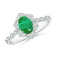 thumbnail image 1 of ANGARA Natural Oval Emerald Trillium Floral Shank Ring in 14K White Gold for Women (Size-7x5mm) | May Birthstone, Birthday, Anniversary, Jewelry Gift for Women | Natural Emerald Ring, 1 of 8
