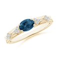 thumbnail image 1 of ANGARA Natural Oval London Blue Topaz Vintage Style Ring with Diamond in 14K Yellow Gold for Women (Size-7x5mm) | November Birthstone Jewelry for Women | London Blue Topaz Ring (Ring Size- 8.5), 1 of 11