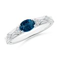 thumbnail image 1 of ANGARA Natural London Blue Topaz Ring with Diamond Accents in 925 Sterling Silver for Women (Size-7x5mm) | November Birthstone, Anniversary, Jewelry Gift for Women | Natural London Blue Topaz Ring, 1 of 11
