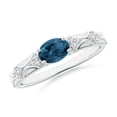 thumbnail image 1 of ANGARA Natural Oval London Blue Topaz Vintage Style Ring with Diamond in 925 Sterling Silver for Women (Size-7x5mm) | November Birthstone Jewelry for Women | London Blue Topaz Ring (Ring Size- 9), 1 of 11