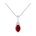 thumbnail image 1 of ANGARA Natural Oval Ruby Solitaire Pendant with Trio Diamond in 925 Sterling Silver for Women (Size-6x4mm) | July Birthstone, Birthday, Anniversary, Jewelry Gift for Women | Natural Ruby Necklace, 1 of 8