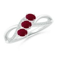 thumbnail image 1 of ANGARA Natural Oval Ruby Three Stone Bypass Ring with Diamonds in 14K White Gold for Women (Size-4x3mm) | July Birthstone, Birthday, Anniversary, Jewelry Gift for Women | Natural Ruby Ring, 1 of 11