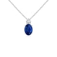 thumbnail image 1 of ANGARA Natural Oval Sapphire Solitaire Pendant with Diamond in 14K White Gold for Women (Size-7x5mm) | September Birthstone, Anniversary, Jewelry Gift for Women | Natural Blue Sapphire Necklace, 1 of 8