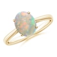 thumbnail image 1 of Angara Natural Opal Ring - Oval Solitaire 1.1 ct Opal Cocktail Ring for Women | October Birthstone Jewelry | 14K Yellow Gold Opal Ring (Ring Size = 7.5), 1 of 12