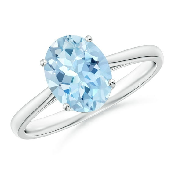 ANGARA Natural Oval Solitaire 1.5 ct Aquamarine Engagement Ring in 14K White Gold for Women (Size-9x7mm) | March Birthstone, Birthday, Anniversary, Jewelry Gift for Women | Natural Aquamarine Ring