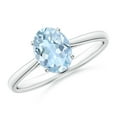 thumbnail image 1 of ANGARA Natural Oval Solitaire 1 ct Aquamarine Engagement Ring in 925 Sterling Silver for Women (Size-8x6mm) | March Birthstone, Birthday, Anniversary, Jewelry Gift for Women | Natural Aquamarine Ring, 1 of 7