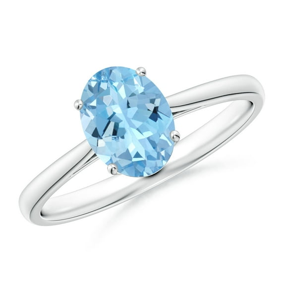 ANGARA Natural Oval Solitaire 1 ct Aquamarine Engagement Ring in 925 Sterling Silver for Women (Size-8x6mm) | March Birthstone, Birthday, Anniversary, Jewelry Gift for Women | Natural Aquamarine Ring