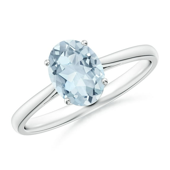 ANGARA Natural Oval Solitaire 1 ct Aquamarine Engagement Ring in 925 Sterling Silver for Women (Size-8x6mm) | March Birthstone, Birthday, Anniversary, Jewelry Gift for Women | Natural Aquamarine Ring