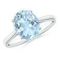 thumbnail image 1 of ANGARA Natural Oval Solitaire 2.2 ct Aquamarine Engagement Ring in 14K White Gold for Women (Size-10x8mm) | March Birthstone, Birthday, Anniversary, Jewelry Gift for Women | Natural Aquamarine Ring, 1 of 7